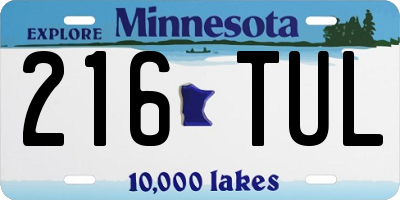 MN license plate 216TUL