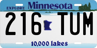 MN license plate 216TUM