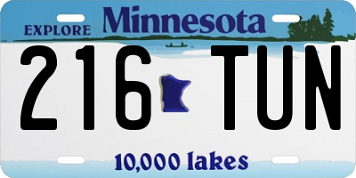 MN license plate 216TUN