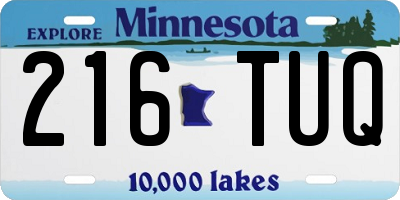 MN license plate 216TUQ