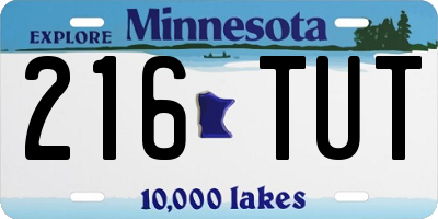 MN license plate 216TUT