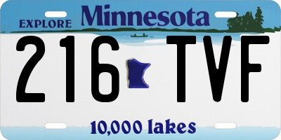 MN license plate 216TVF
