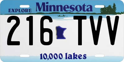 MN license plate 216TVV