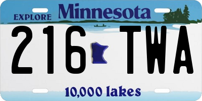 MN license plate 216TWA