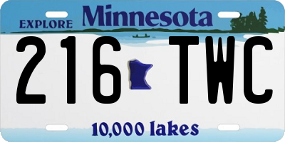 MN license plate 216TWC