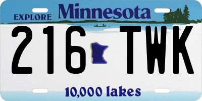 MN license plate 216TWK
