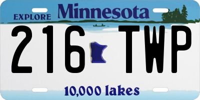 MN license plate 216TWP