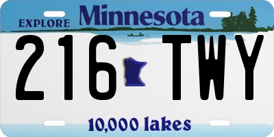 MN license plate 216TWY