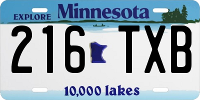 MN license plate 216TXB