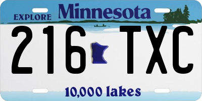 MN license plate 216TXC