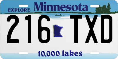 MN license plate 216TXD