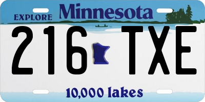 MN license plate 216TXE