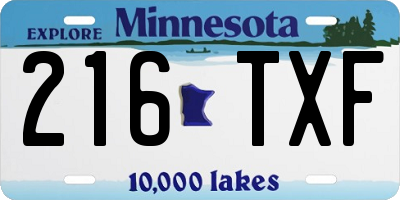 MN license plate 216TXF