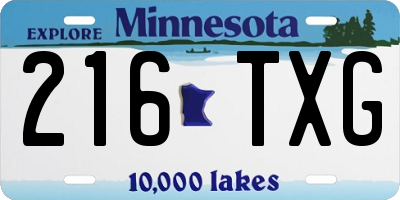 MN license plate 216TXG