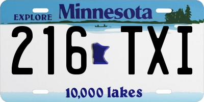 MN license plate 216TXI