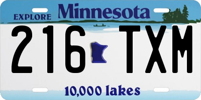 MN license plate 216TXM