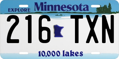 MN license plate 216TXN
