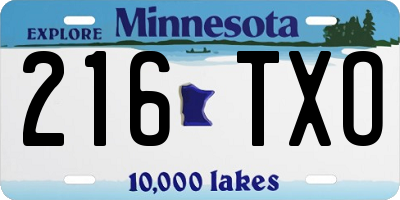 MN license plate 216TXO