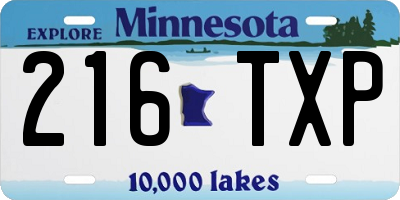 MN license plate 216TXP