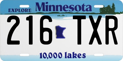 MN license plate 216TXR