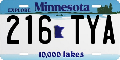 MN license plate 216TYA