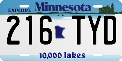MN license plate 216TYD