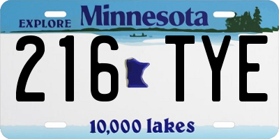 MN license plate 216TYE