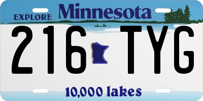 MN license plate 216TYG