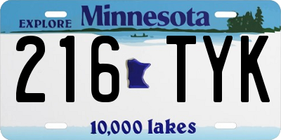MN license plate 216TYK