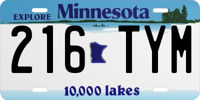 MN license plate 216TYM