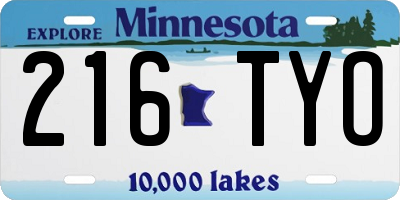 MN license plate 216TYO