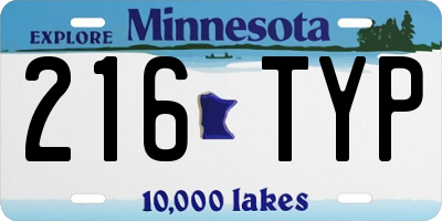 MN license plate 216TYP