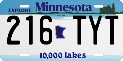 MN license plate 216TYT