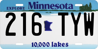 MN license plate 216TYW