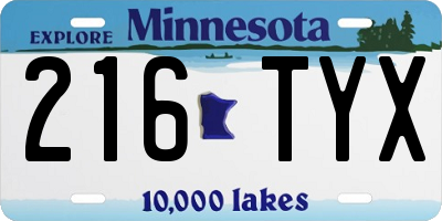 MN license plate 216TYX