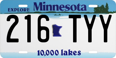 MN license plate 216TYY