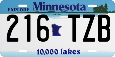 MN license plate 216TZB