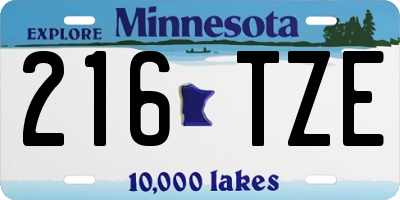 MN license plate 216TZE
