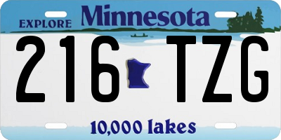 MN license plate 216TZG
