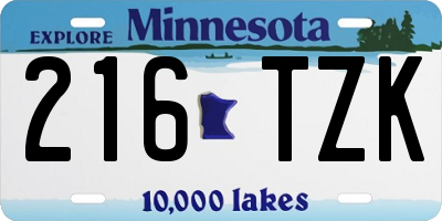 MN license plate 216TZK