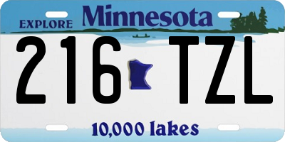 MN license plate 216TZL
