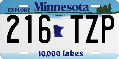 MN license plate 216TZP
