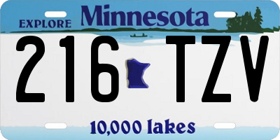 MN license plate 216TZV