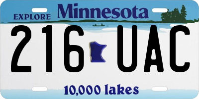 MN license plate 216UAC
