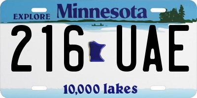 MN license plate 216UAE