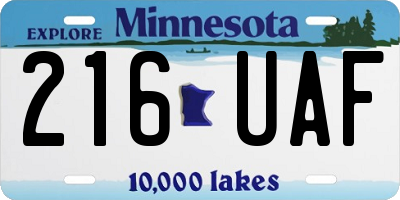 MN license plate 216UAF