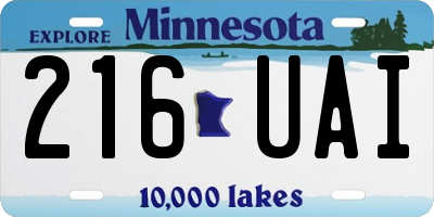 MN license plate 216UAI