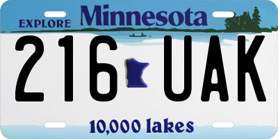MN license plate 216UAK