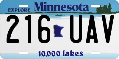 MN license plate 216UAV