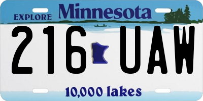 MN license plate 216UAW